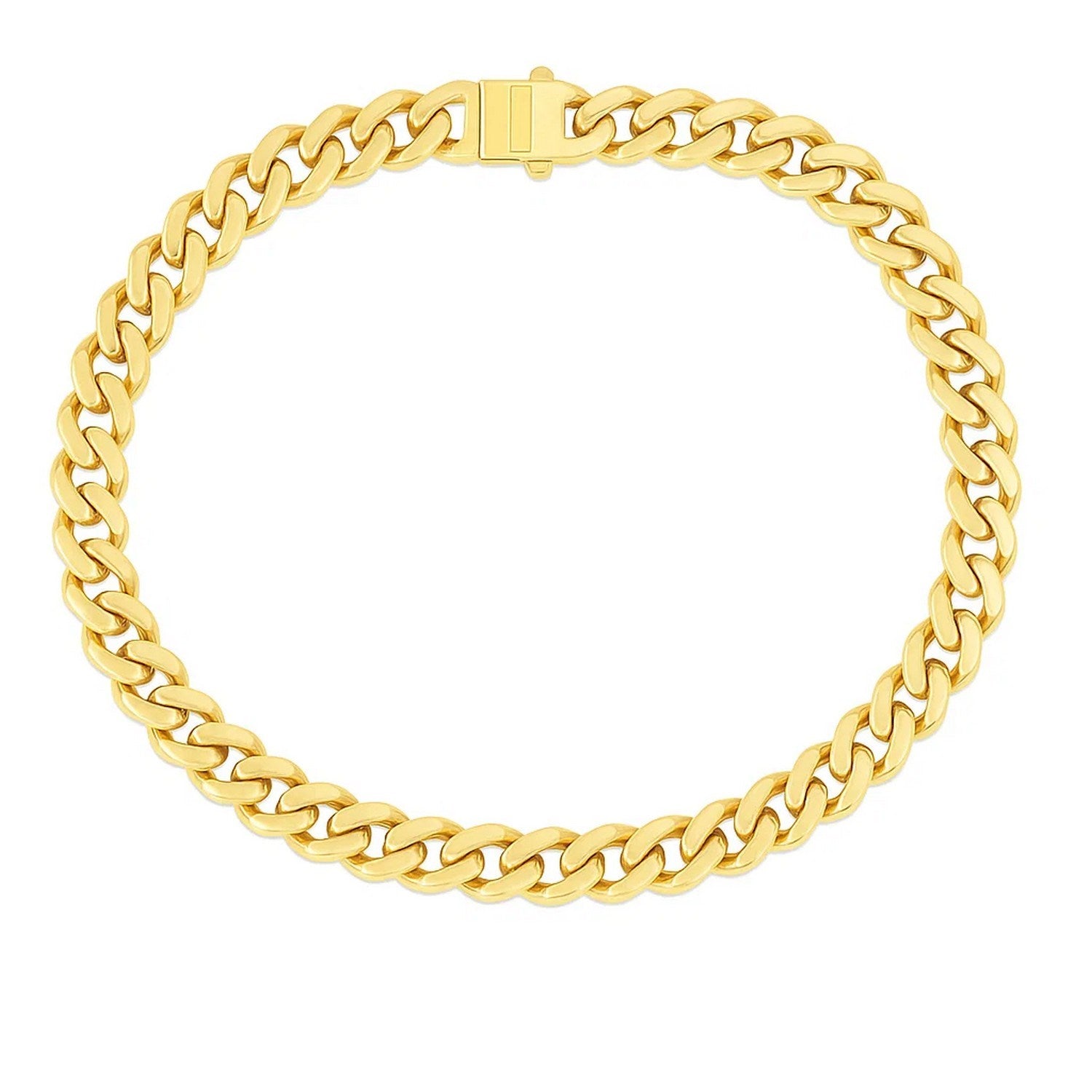 14k Yellow Gold Polished Miami Cuban Chain Bracelet (6.50 mm) - Peelerie